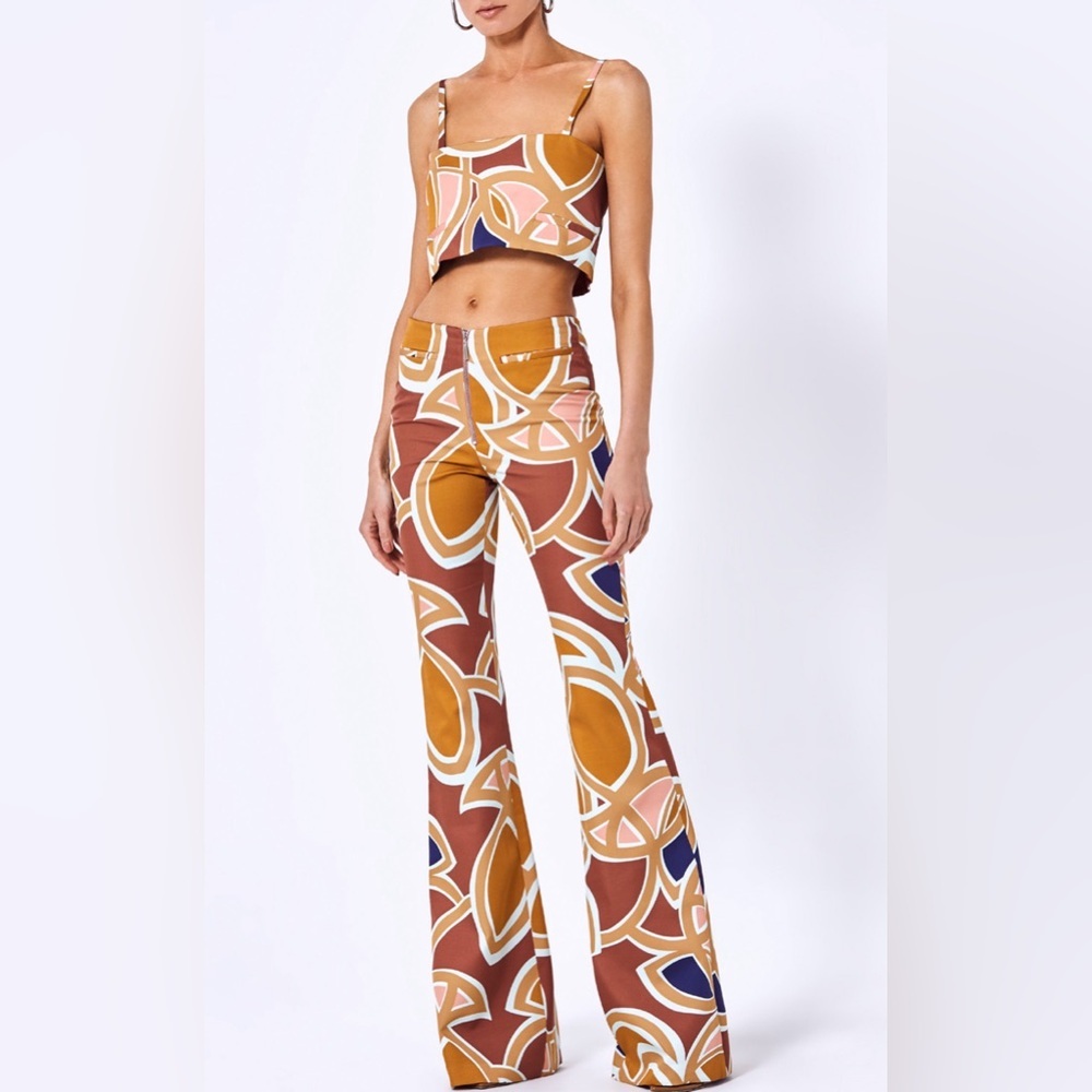NWT Alexis Flared Daru Pant Abstract Orange - Picture 2 of 12